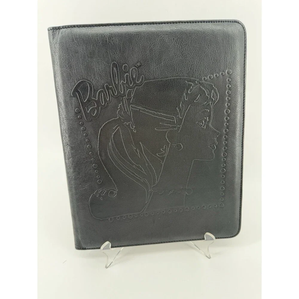 Barbie Faux Leather Portfolio Folder with 10x12 Notepad Black